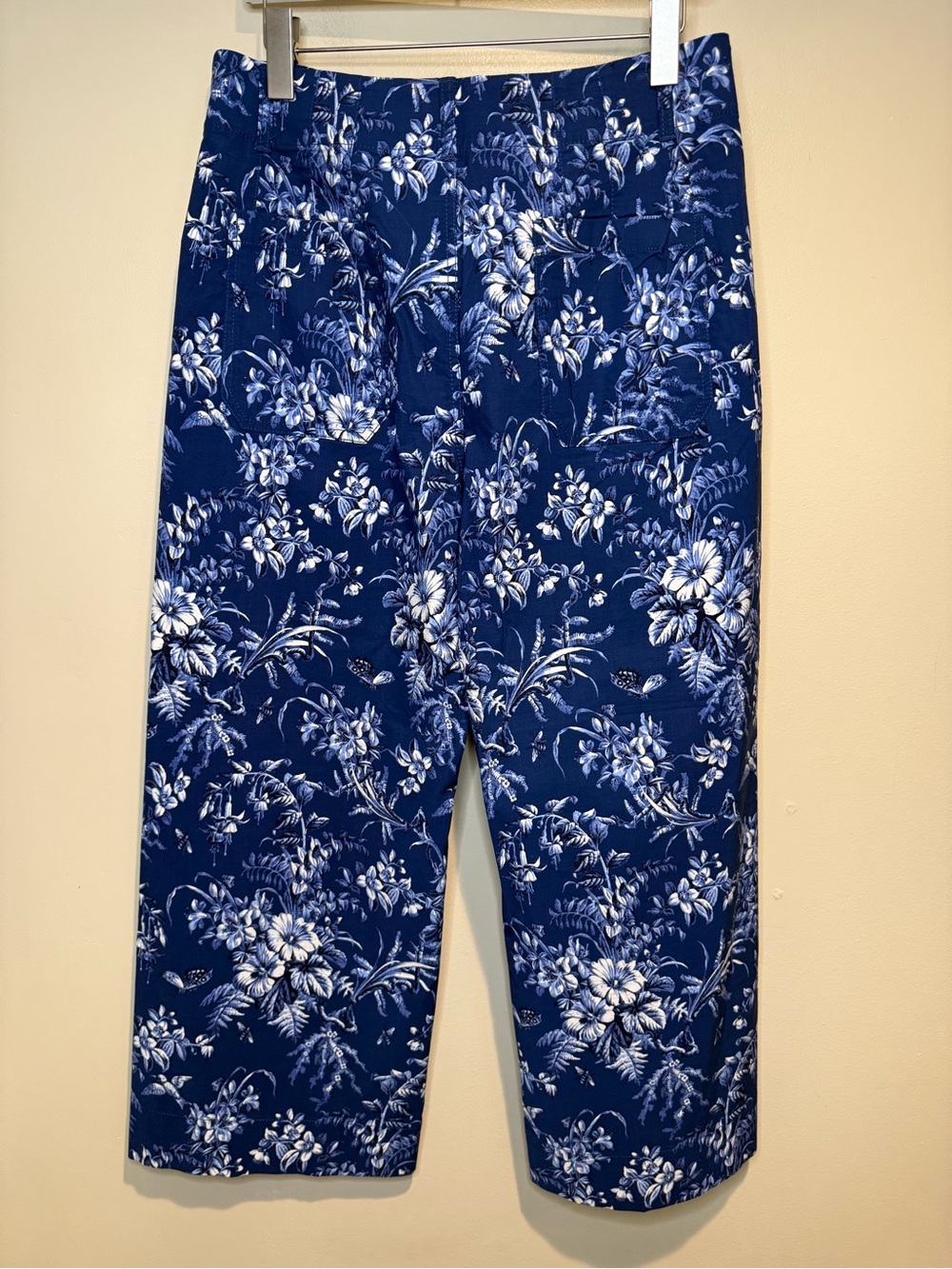 Anthropologie Maeve The Colette Cropped Wide-Leg Pants Blue Motif floral NWT - Picture 11 of 13